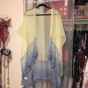 Gorgeous blue and yellow shear kimono!